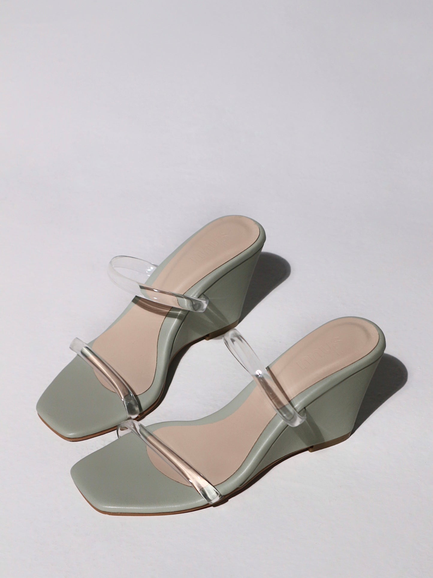 Alba Wedge Mules in Matcha