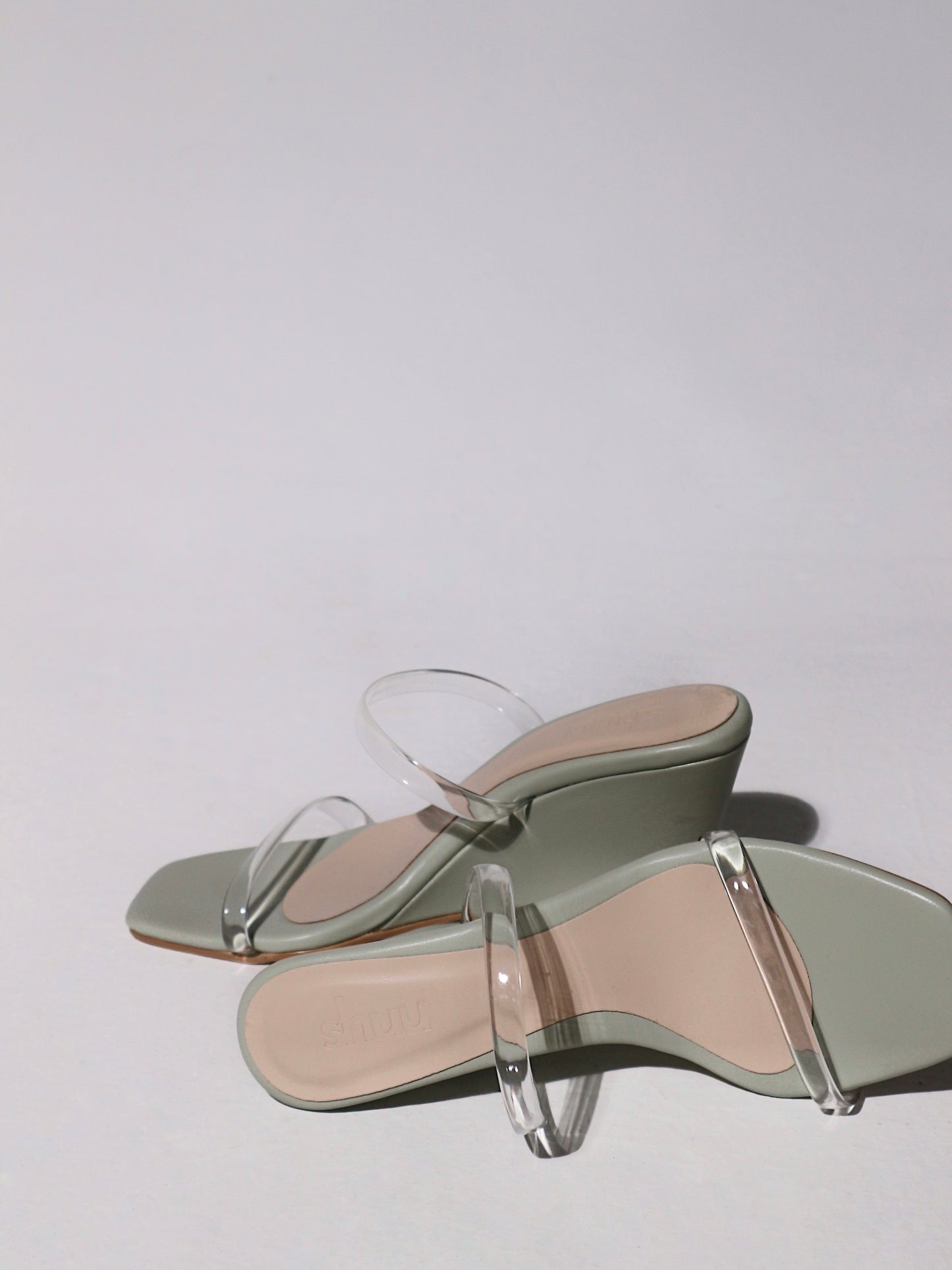 Alba Wedge Mules in Matcha