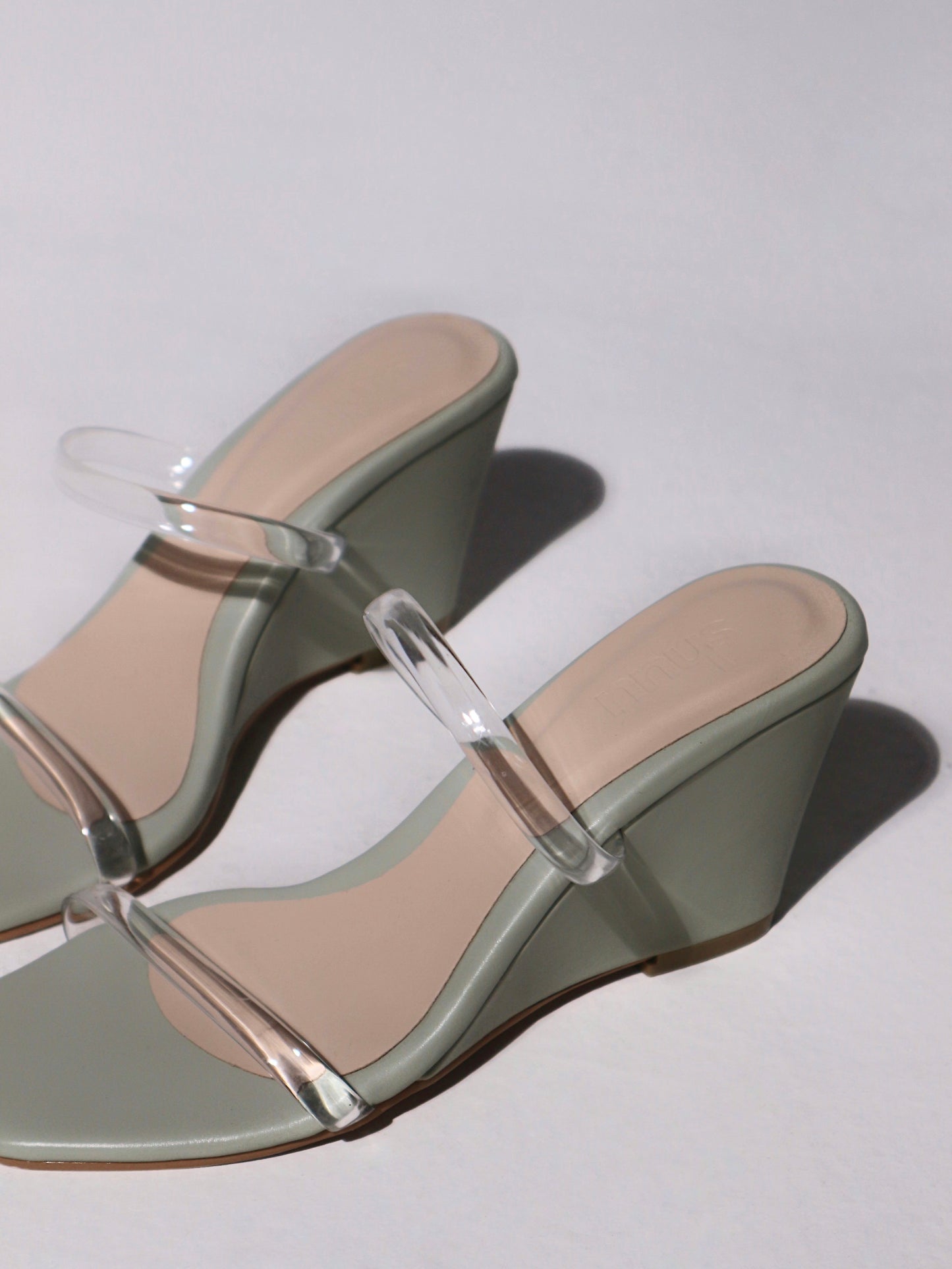Alba Wedge Mules in Matcha