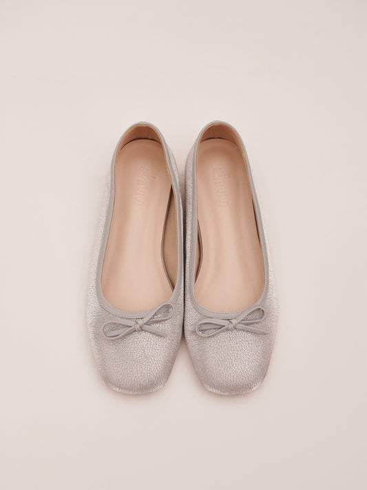 Bebe Glitter Flats in Angelic Silver