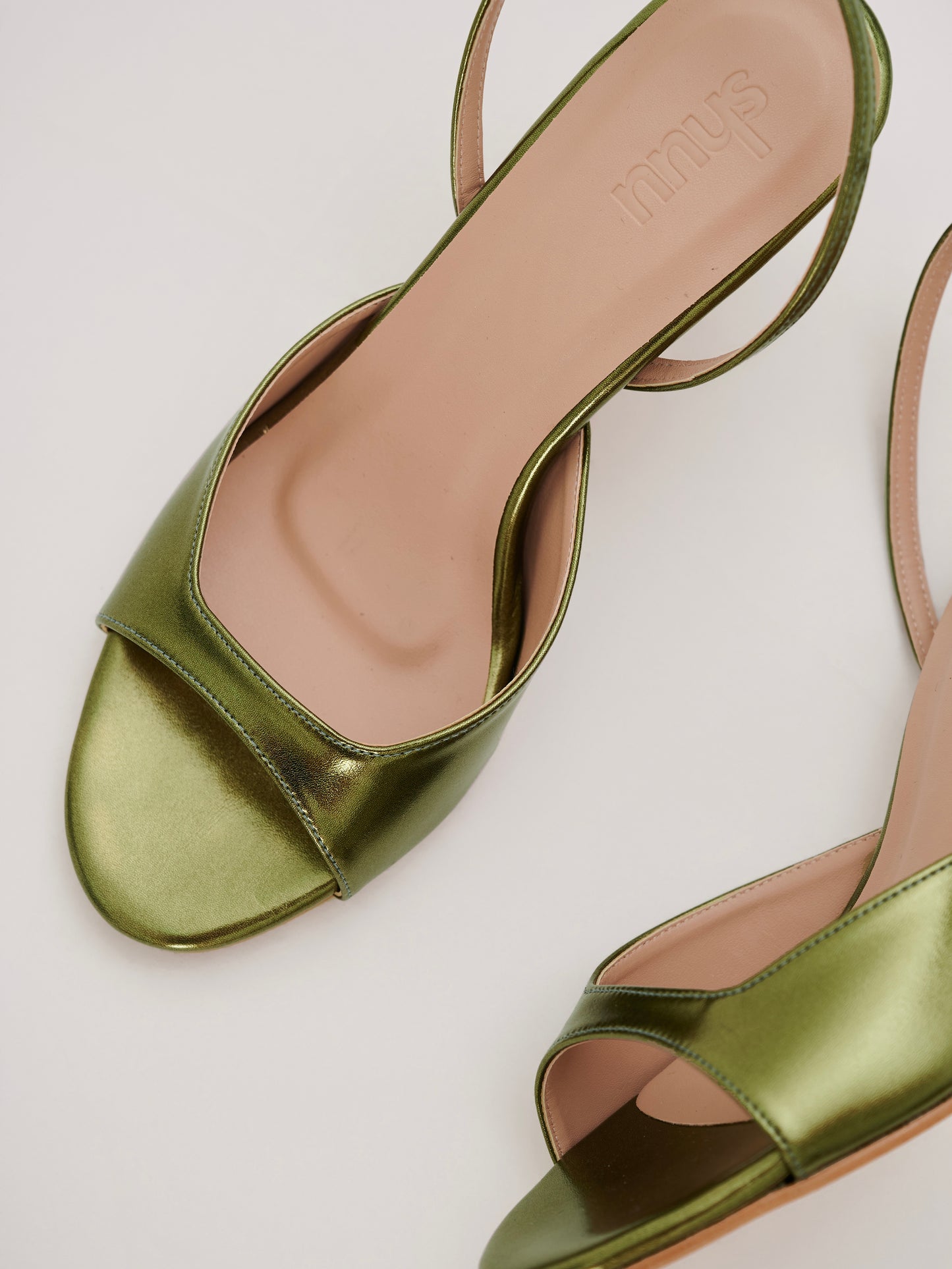 Simone Metallic Heels in Olive