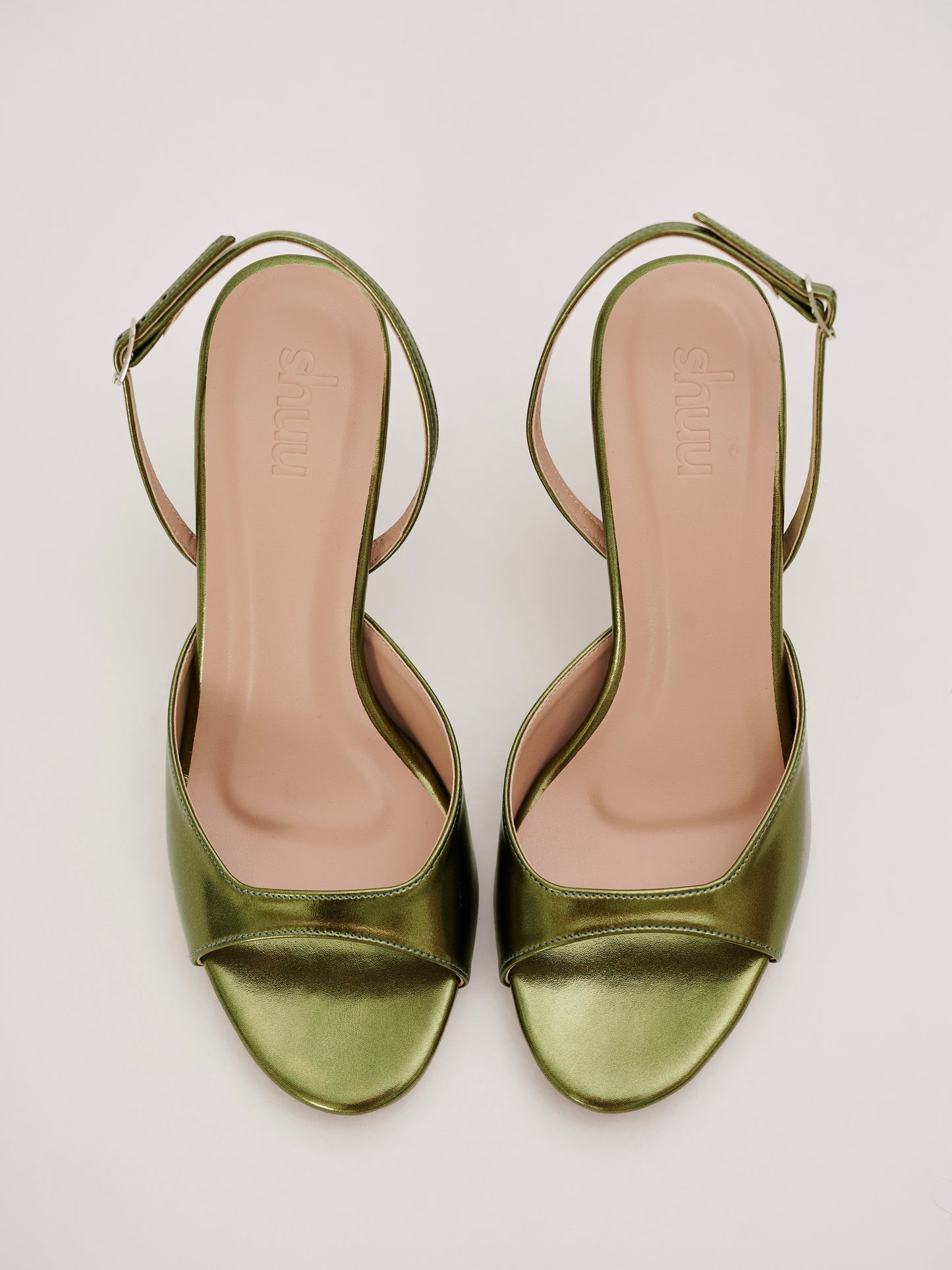 Simone Metallic Heels in Olive