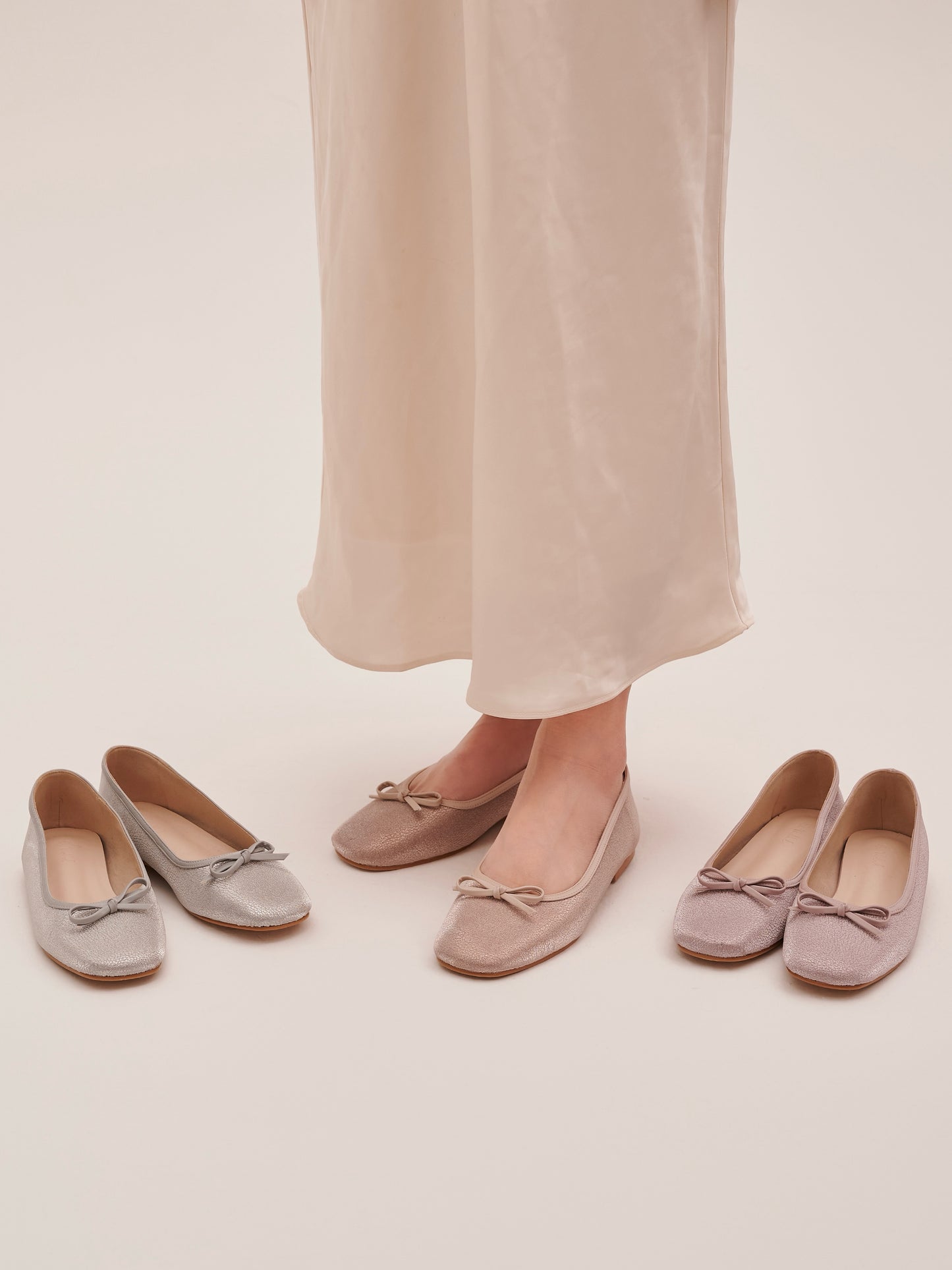 Bebe Glitter Flats in Angelic Silver