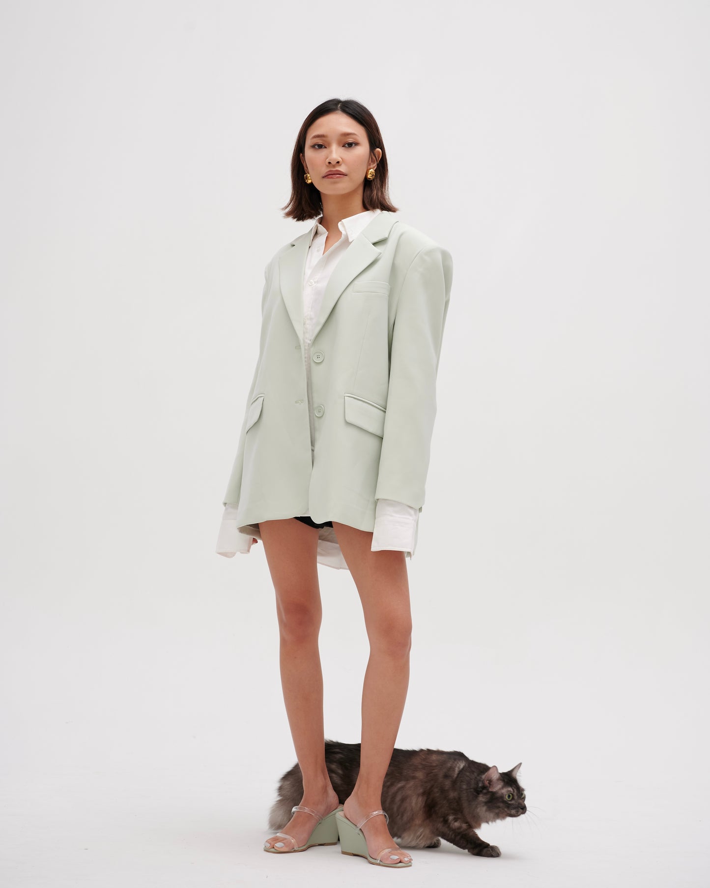 Alba Wedge Mules in Matcha